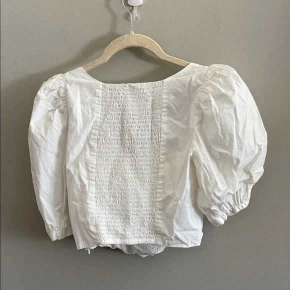 Wayf White Corset Puff Sleeve Blouse - Picture 5 of 5